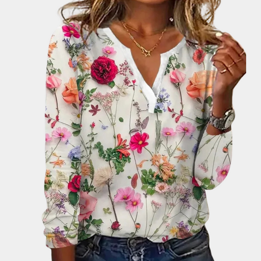 Casual gebloemde damesblouse