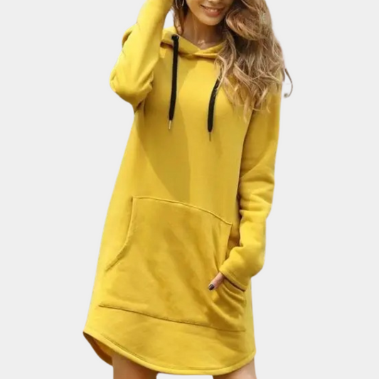 Plain and long women's hoodie