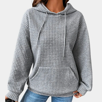 Casual hooded pullover with drawstring for women