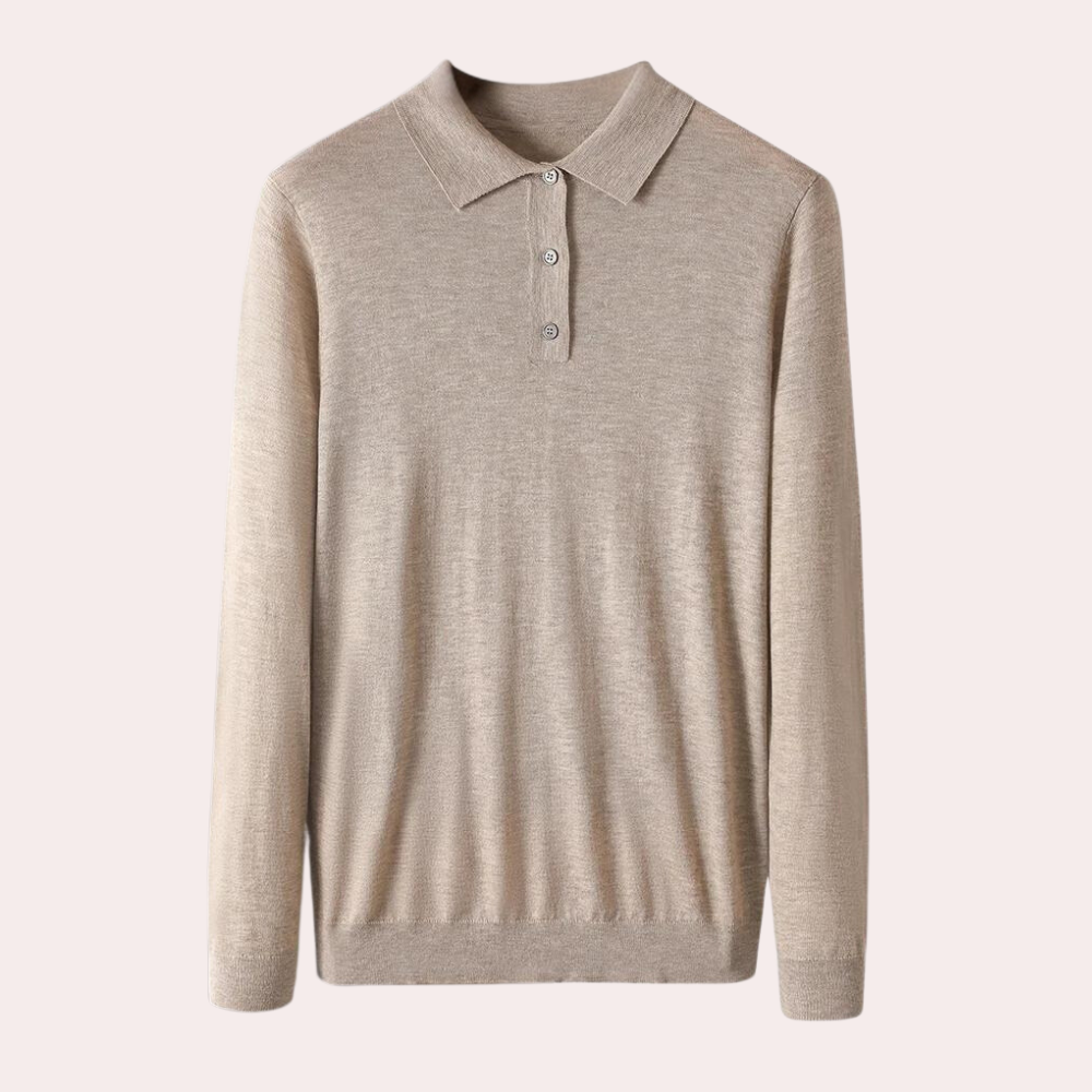 Warm men's polo with full sleeves