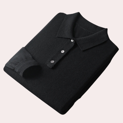 Warm men's polo with full sleeves