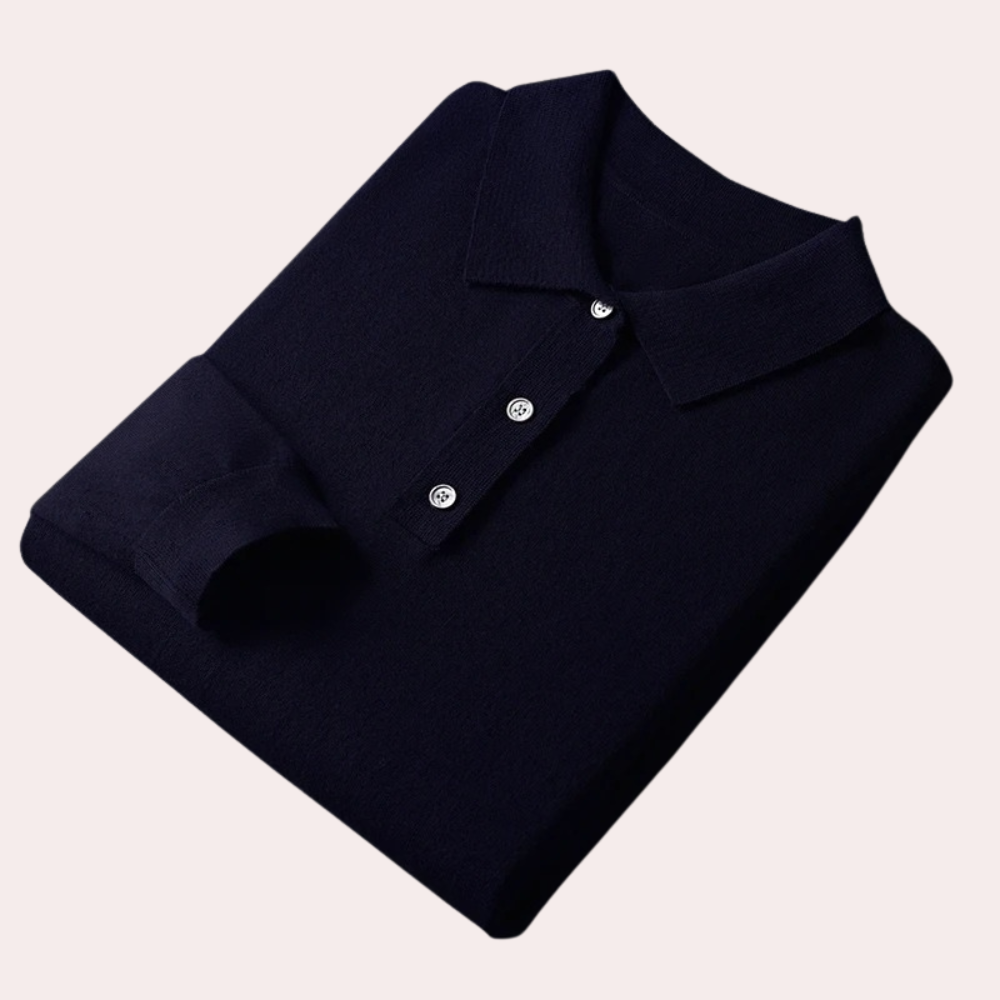 Warm men's polo with full sleeves