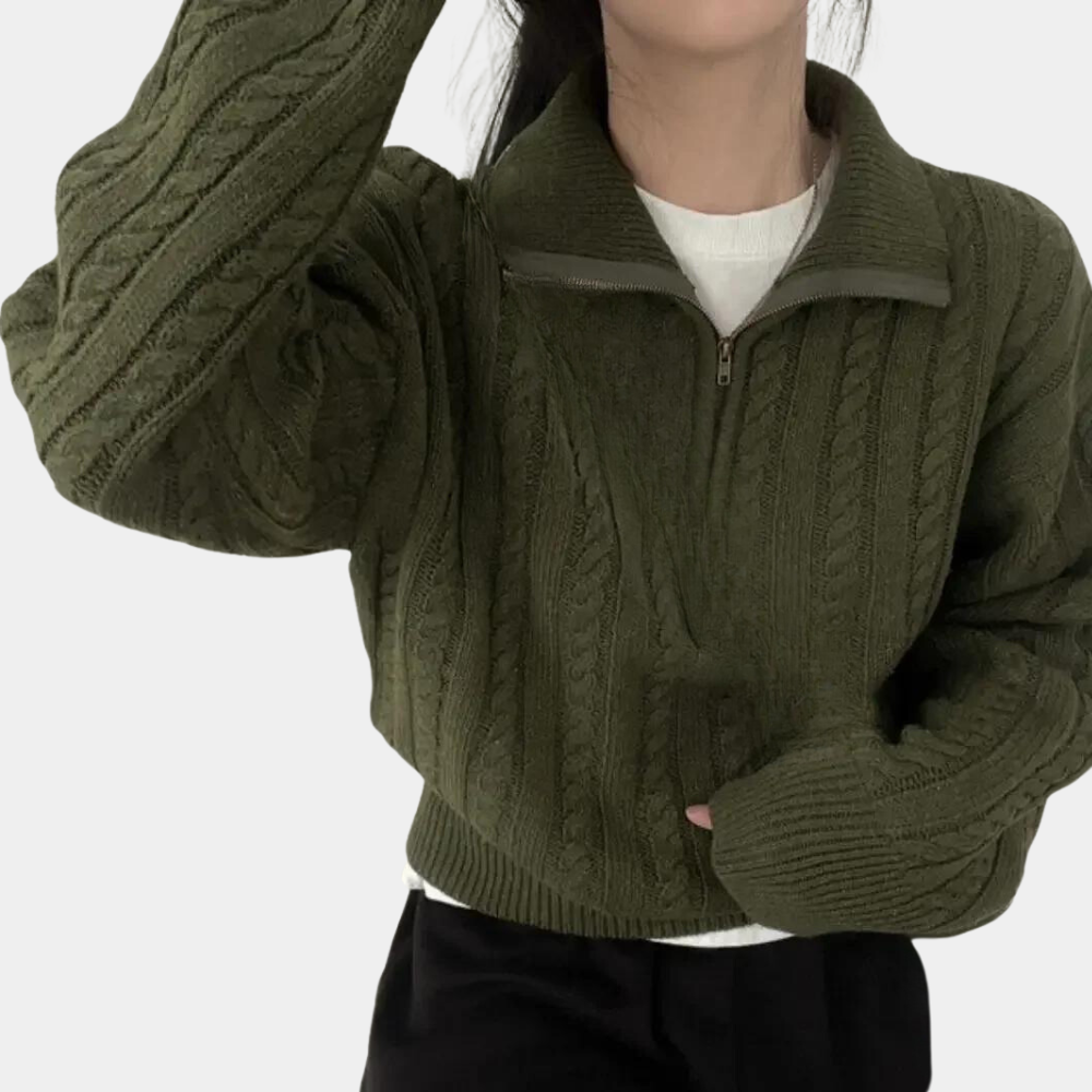 Stylish half zip sweater for women