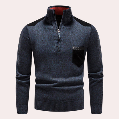 Ignatius - Tijdloze Elegantie Half-Zip Trui voor Mannen