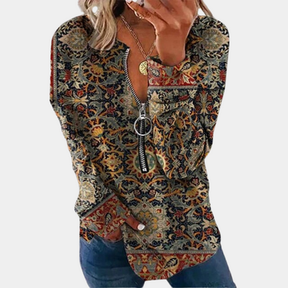 Women's sweater with vintage print