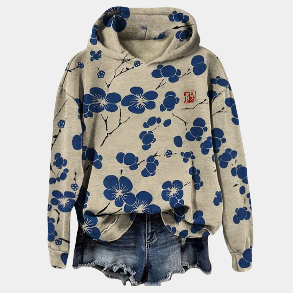 Casual women's sweater with floral print