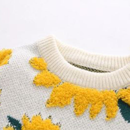 ILARIA - Knitted sweater with sunflower pattern