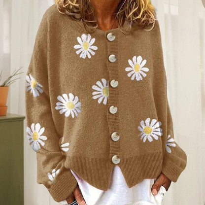 ENYA - Warm knitted cardigan with buttons for women