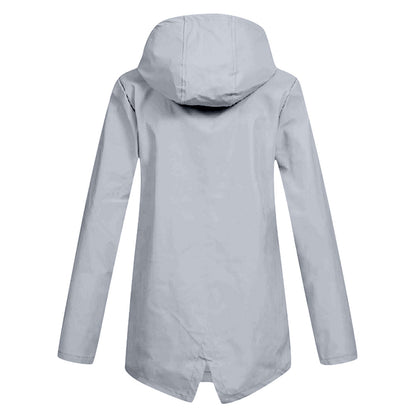 FRANCINE - Long hooded raincoat for women