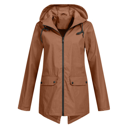 FRANCINE - Long hooded raincoat for women