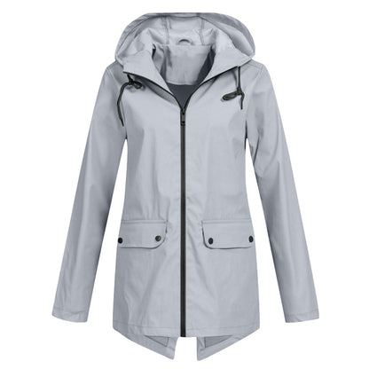 FRANCINE - Long hooded raincoat for women