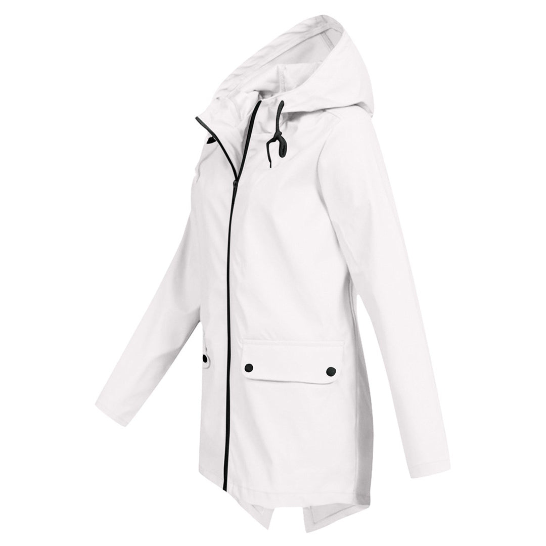 FRANCINE - Long hooded raincoat for women