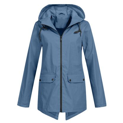 FRANCINE - Long hooded raincoat for women