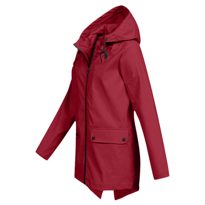 FRANCINE - Long hooded raincoat for women