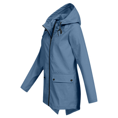 FRANCINE - Long hooded raincoat for women