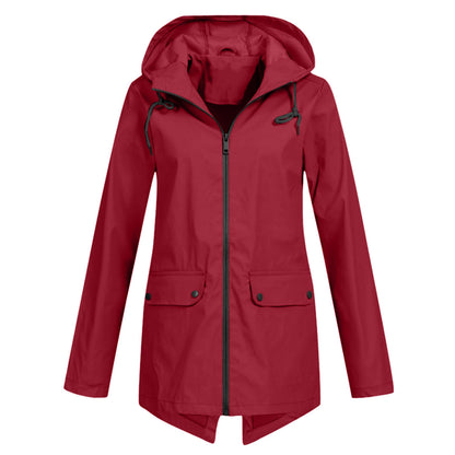 FRANCINE - Long hooded raincoat for women