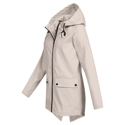 FRANCINE - Long hooded raincoat for women