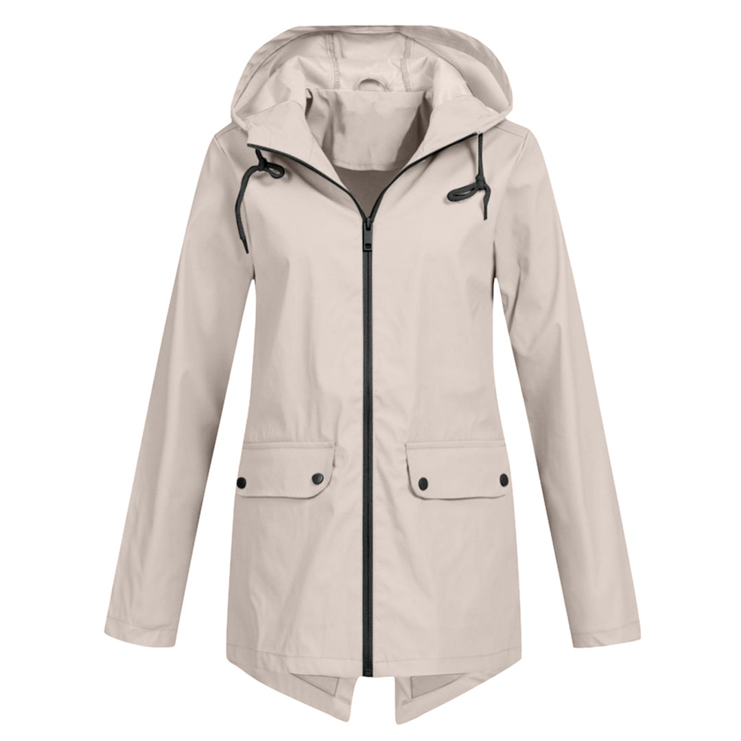 FRANCINE - Long hooded raincoat for women