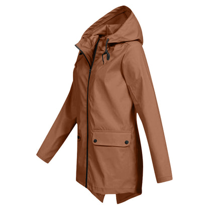 FRANCINE - Long hooded raincoat for women