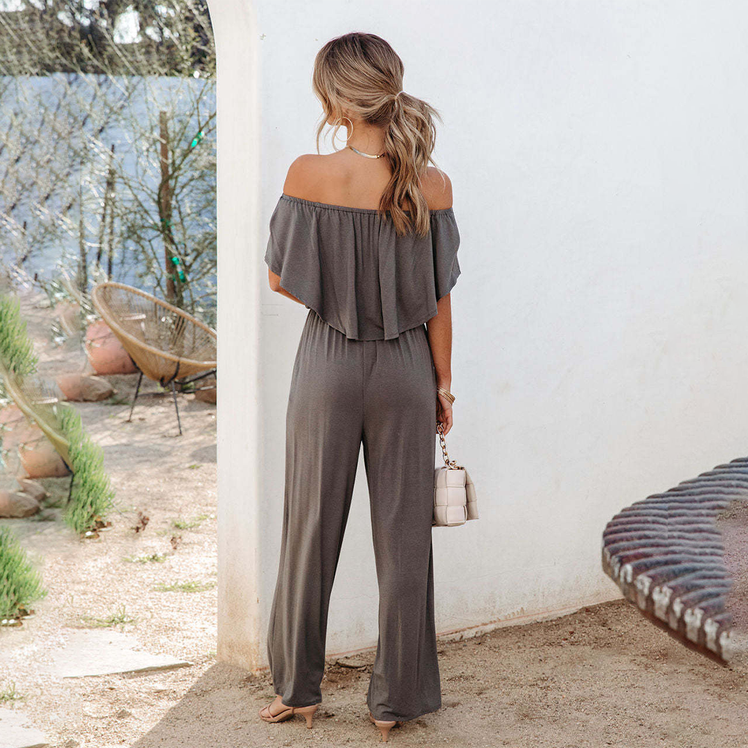 EMMALYN - Ruffled off-shoulder jumpsuit