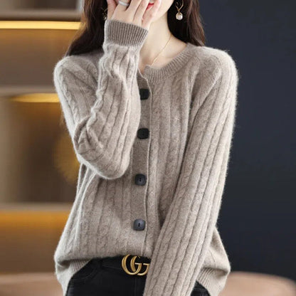 KATE - Warm wool cardigan with buttons for women