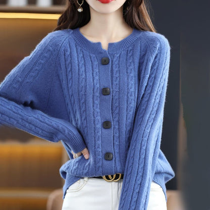 KATE - Warm wool cardigan with buttons for women