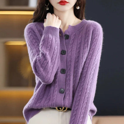 KATE - Warm wool cardigan with buttons for women