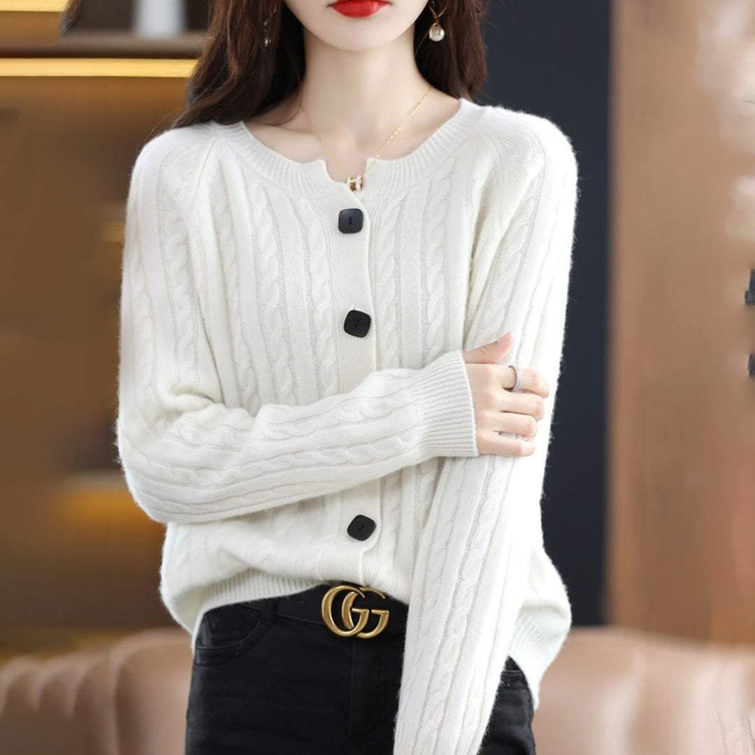 KATE - Warm wool cardigan with buttons for women