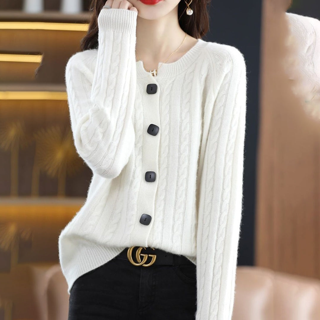 KATE - Warm wool cardigan with buttons for women