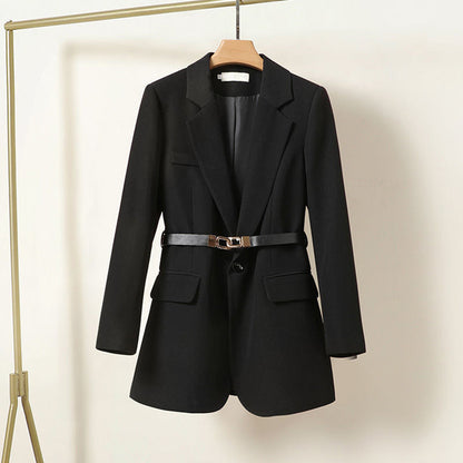 LISA - Neat long blazer with belt for women