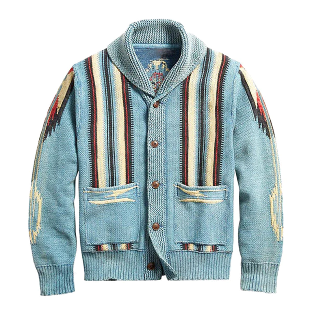 EDOARDO - Vintage knitted jacquard cardigan for men