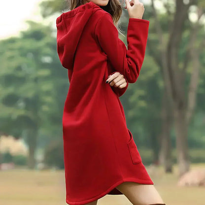 Casual Women's Hoodie Dress - Soft Warm Fit