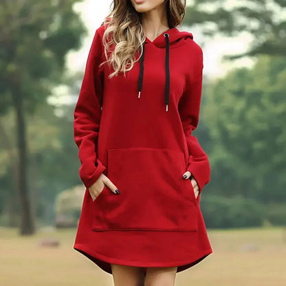 Casual Women's Hoodie Dress - Soft Warm Fit