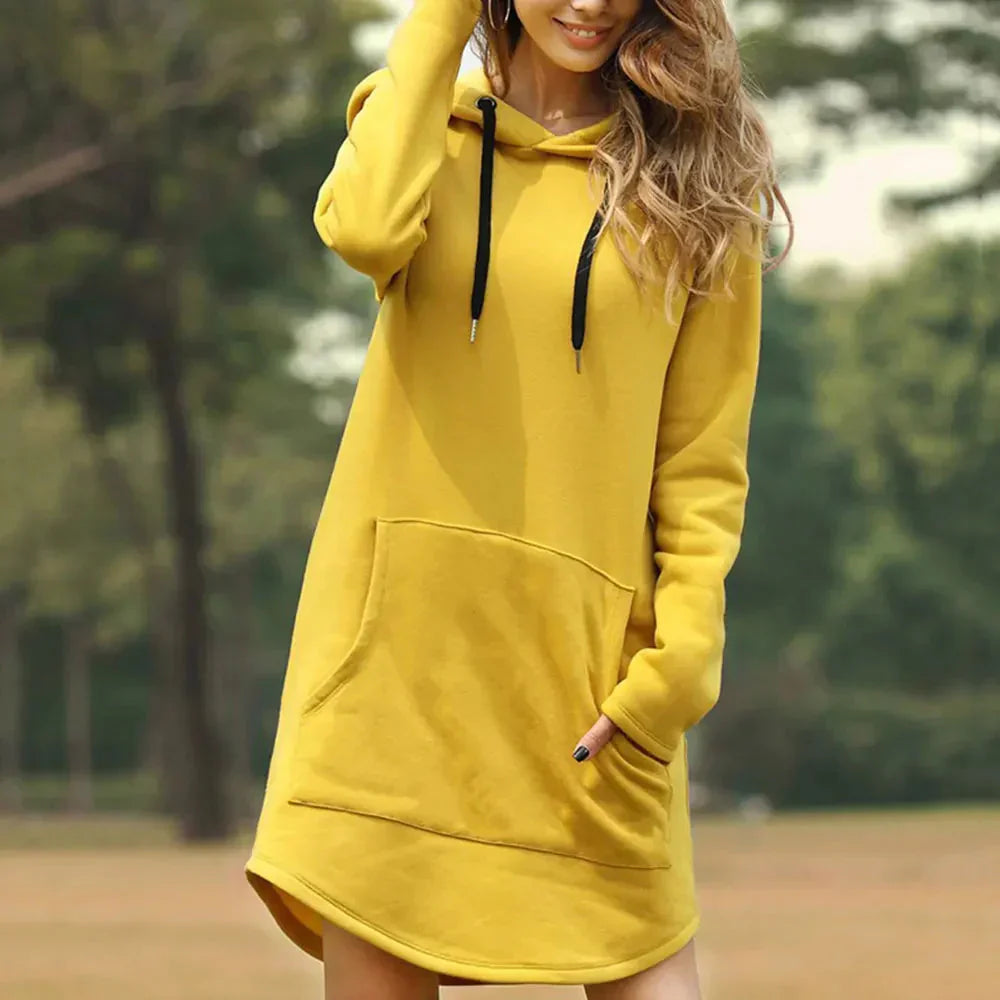 Casual Women's Hoodie Dress - Soft Warm Fit