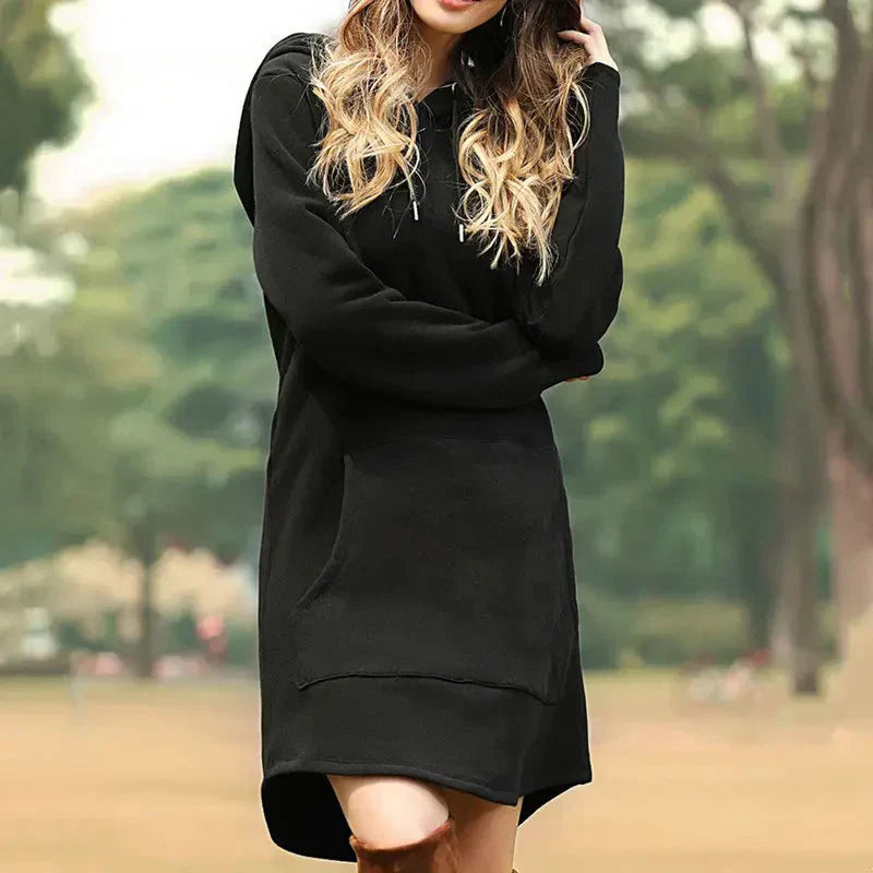 Casual Women's Hoodie Dress - Soft Warm Fit