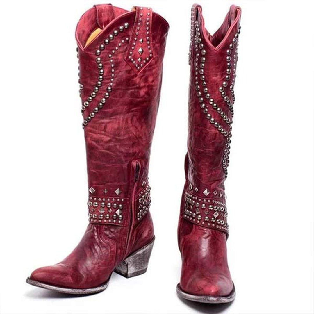 JOAN - Boots with metal studs and high heel