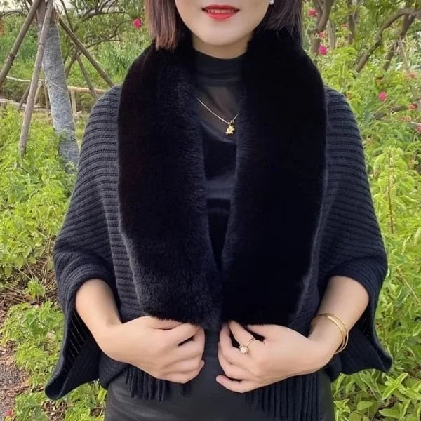 FLORENCE - Winter knitted fringe fur collar scarf