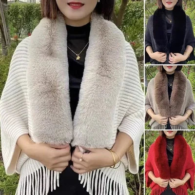 FLORENCE - Winter knitted fringe fur collar scarf