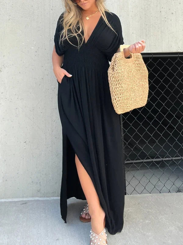 Denise™ - V-neck with split Maxi Long Dress