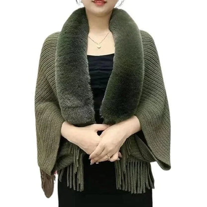 FLORENCE - Winter knitted fringe fur collar scarf