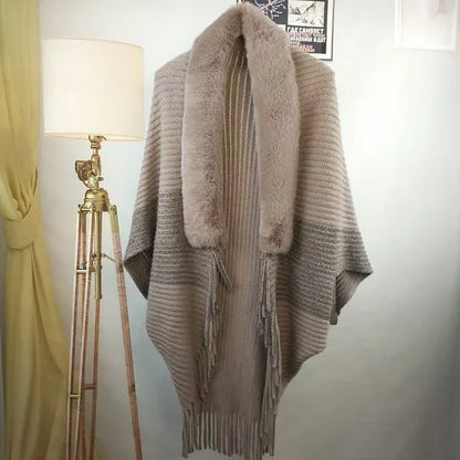 FLORENCE - Winter knitted fringe fur collar scarf