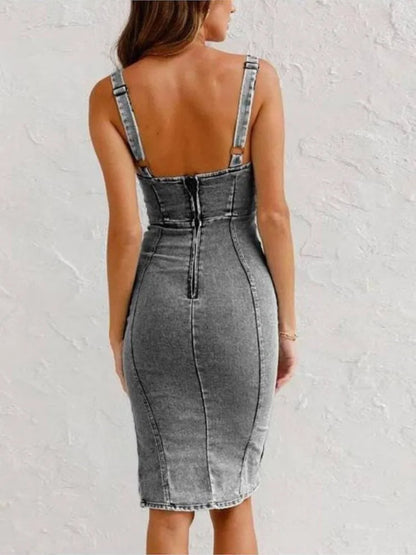 Ysabel - Denim dress with adjustable straps