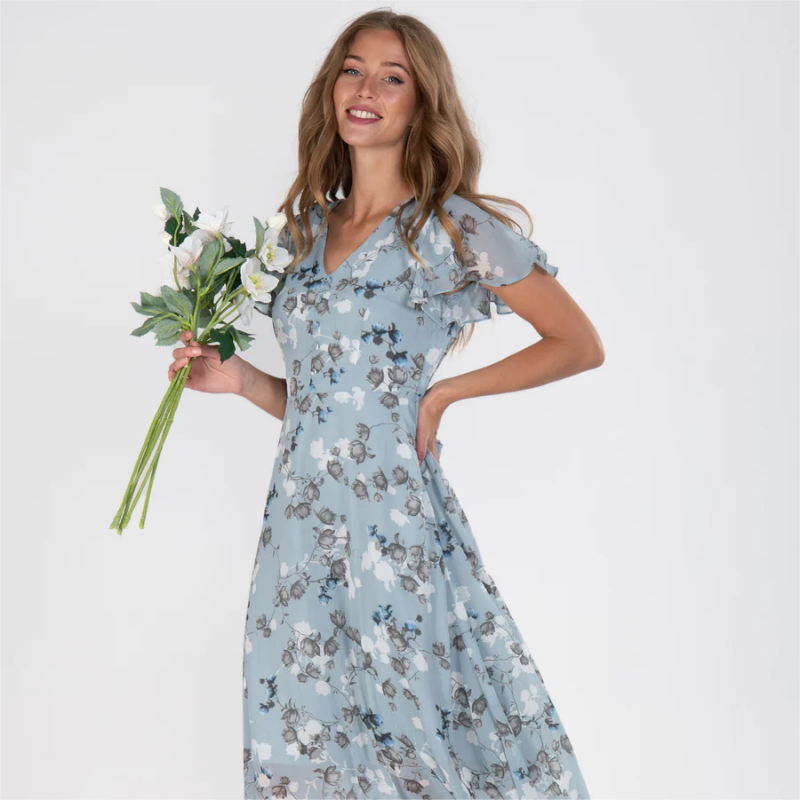 Elaria - Long dress with short sleeves and floral print--🔥Save 50% off