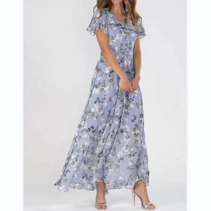 Elaria - Long dress with short sleeves and floral print--🔥Save 50% off