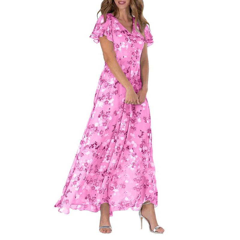 Kenna - Long dress with short sleeves and floral print--🔥Save 50% off