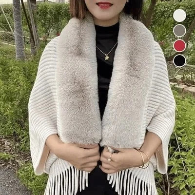 FLORENCE - Winter knitted fringe fur collar scarf